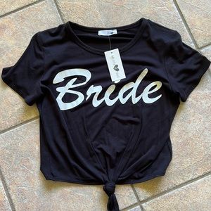 NWT Black and white cropped bride top size medium
